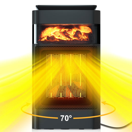 1500W Small Space Heater, Portable Heaters for Indoor Use,70° Oscillating, Mini Electric Heater with Thermostat, 24H Timer, PTC Ceramic, for Room Bedroom, Office