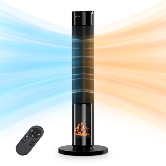 34" Space Heater for Indoor Use, 1500W Electric Heater with Remote, Timer, ECO Mode, Safety Protection for Large Bedroom, Living Room (Black)