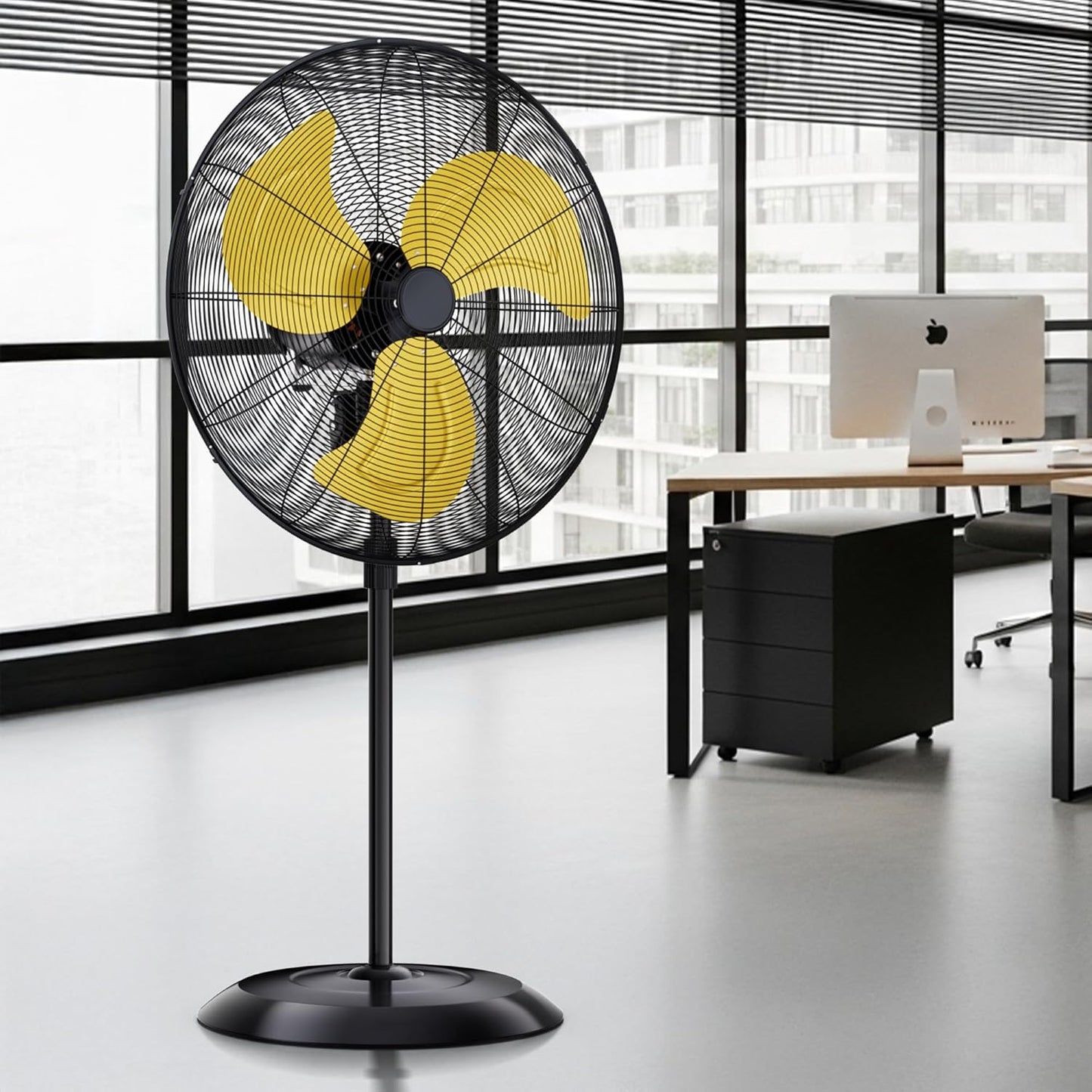 AKIRES 30” Outdoor Oscillating Pedestal With Energy-Saving Motor Yellow