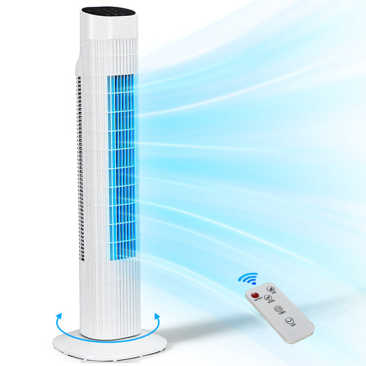 Tower Fan for Bedroom, 31" Oscillating Electric Fan with Remote, 3 Modes, Quiet Fan for Home, Office(White)