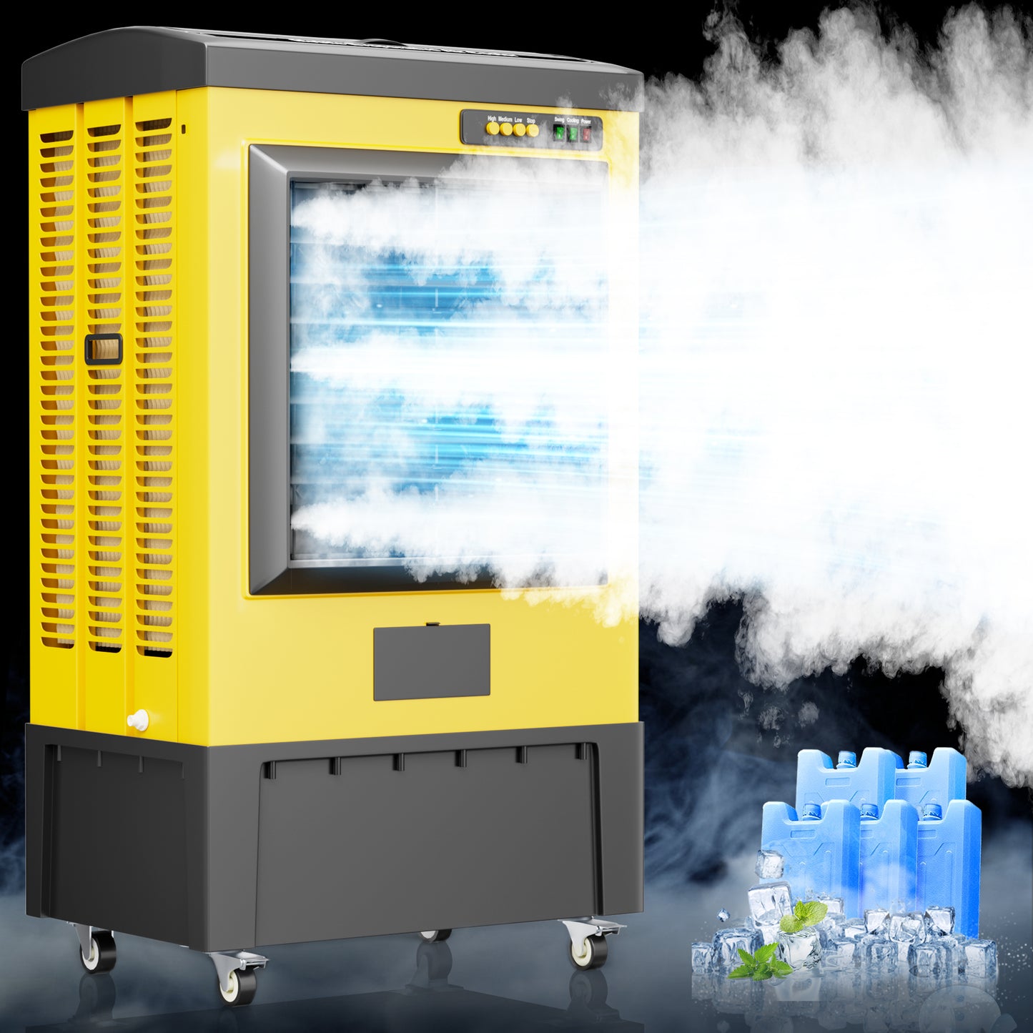 6500CFM Swamp Cooler,48IN Evaporative Air Cooler for 1600Sq.ft of Space, Evaporative Cooler with Continuous Auto Fill,19-Gal Water Tank,120°Oscillation, Cooling Fan for Outdoor