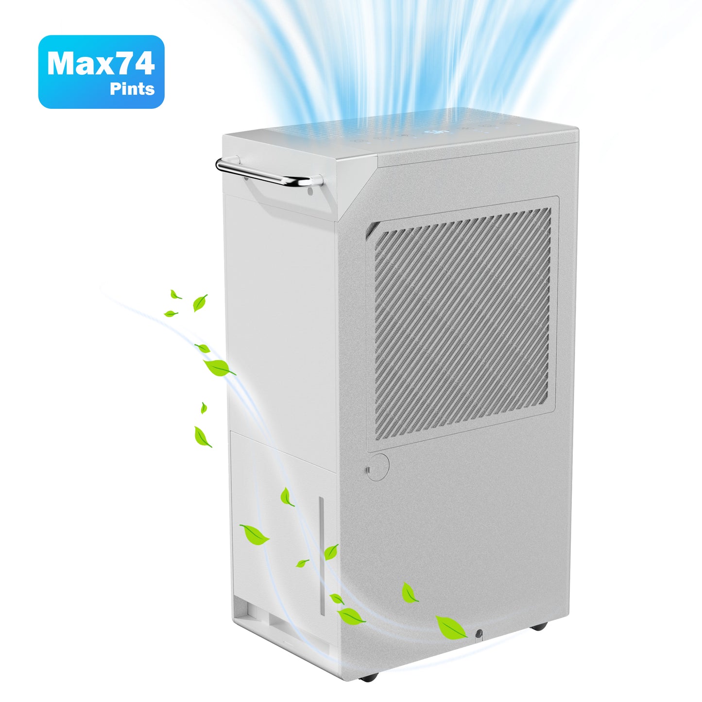 Dehumidifier for Basement & Home, Max 74 Pints, 5000 Sq.ft, Auto Shut Off, Dehumidifier with Drain Hose for Bathroom, Large Room, Garage(White Display)