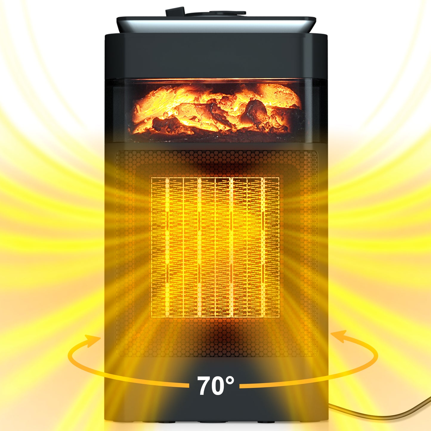 9″ Mini Space Heater,1500W Small Portable Electric Heater,70° Oscillating PTC Ceramic Heater with Thermostat,24H Timer, for Room Bedroom Office Indoor Use