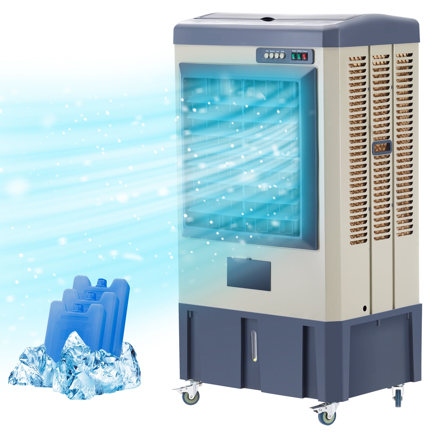 4800CFM Portable Swamp Cooler,40IN Evaporative Air Cooler for 970Sq.ft of Space, Evaporative Cooler with Auto Fill,10.6-Gal Water Tank,3 Ice Packs, Cooling Fan for Outdoor