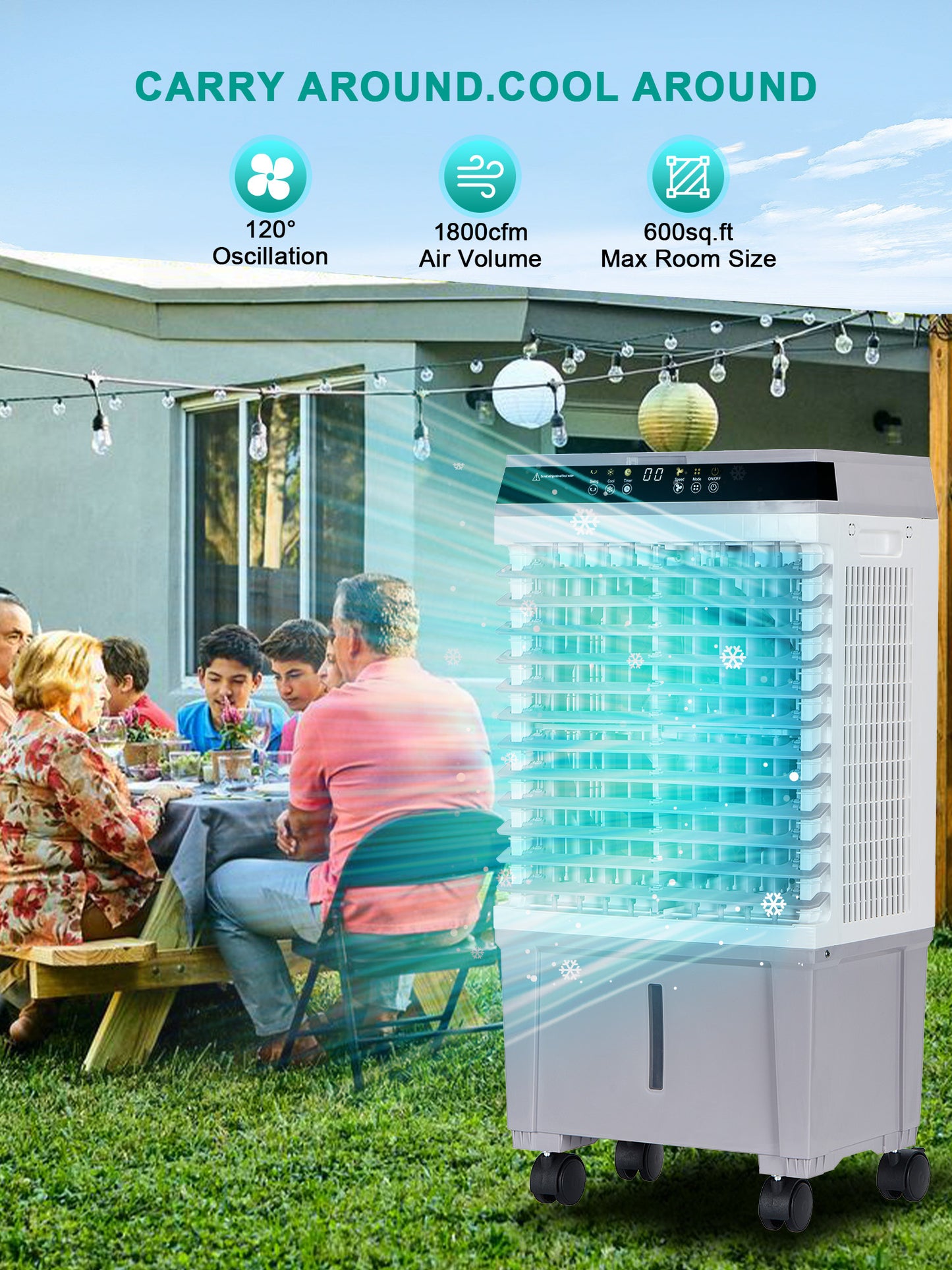 33IN Swamp Cooler,3-IN-1 Evaporative Air Cooler with 2025 New Upgraded Copper Motor,5.35Gal Water Tank,4 Ice Packs,12H Timer,Cooling Tower Fan for Indoor,Outdoor,Bedroom,Office,Room,Home