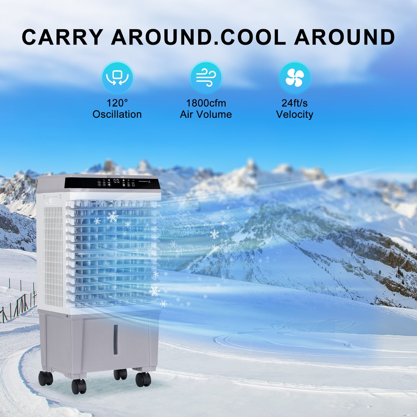 Swamp Cooler,3-IN-1 Evaporative Air Cooler with 2025 New Upgraded Copper Motor,5.3 Gal Water Tank,4 Ice Packs,12H Timer, Cooling Tower Fan for Indoor,