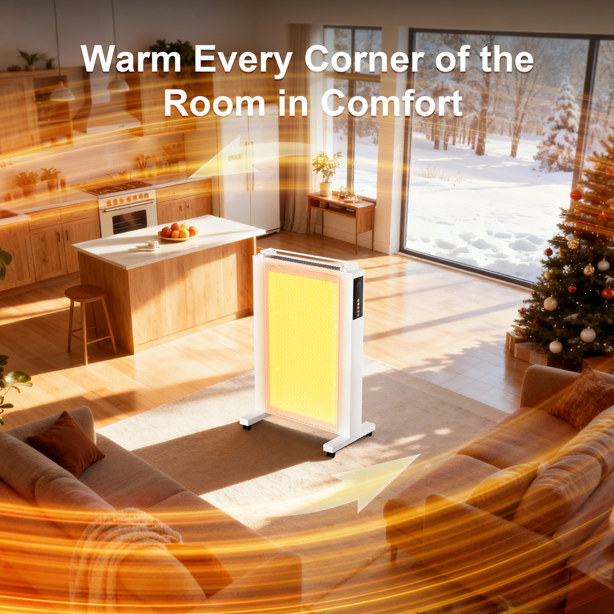 Space Heaters for Indoor Use, 1500W Electric Convection Heater Large Room with Thermostat, ECO, Remote, Wheel, 12H Timer, Tip-Over & Overheat Protection(White)