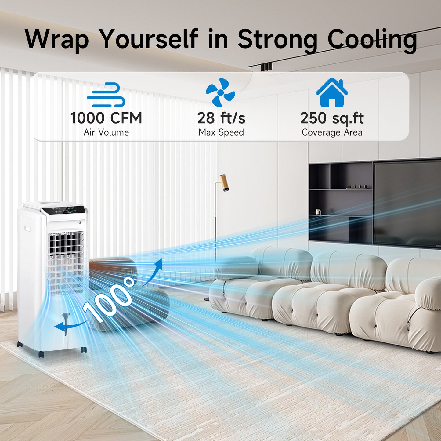 Akires Evaporative Air Cooler, Portable Swamp Cooler 4.2 Gal, Windowless Air Conditioners with Remote for Room, Office, Bedroom