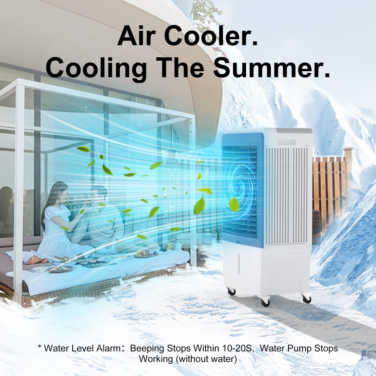 Swamp Cooler, 6000CFM Evaporative Air Cooler with 13.5-Gal Water Tank, Evaporative Cooler with Water Level Alarm, 3 Speeds, 12H Timer, Air Cooler for Indoor Outdoor Patio Garage Use(48IN)