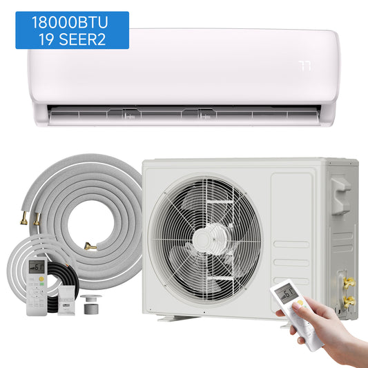 18000BTU Mini Split AC/Heating System, 19 SEER2 230V Energy Saving Air Conditioner Unit Cools Room up to 1250 Sq. Ft, Ductless Inverter