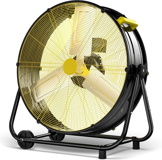 AKIRES 20,500CFM Industrial Floor Drum Fan,500W High Velocity Heavy Duty Shop Fan with 360° Tilt,Handle,High Velocity Drum Fan for Garage,Basement,Warehouse,Patio,Factory,Workshop,Commercial Use