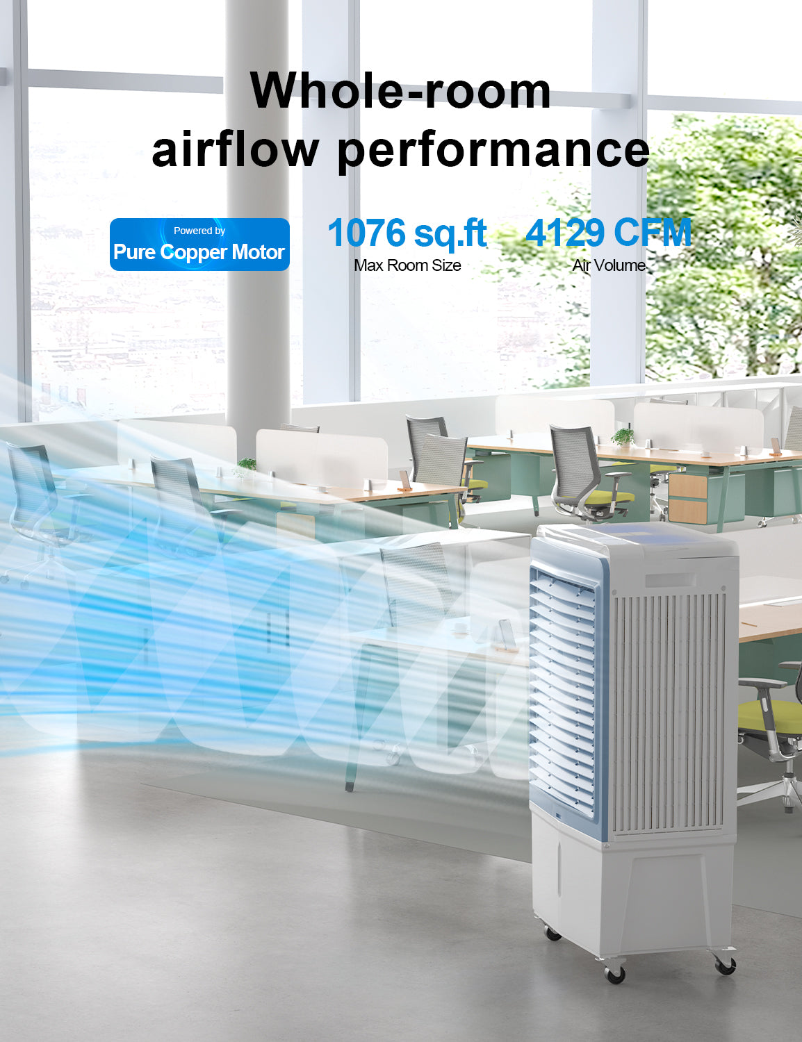 6000CFM Large Swamp Cooler with 13.5-Gal Water Tank,3-IN-1 Evaporative Air Cooler with Remote Control,4 Ice Packs,12H Timer, Evaporative Cooler for Outdoor Use