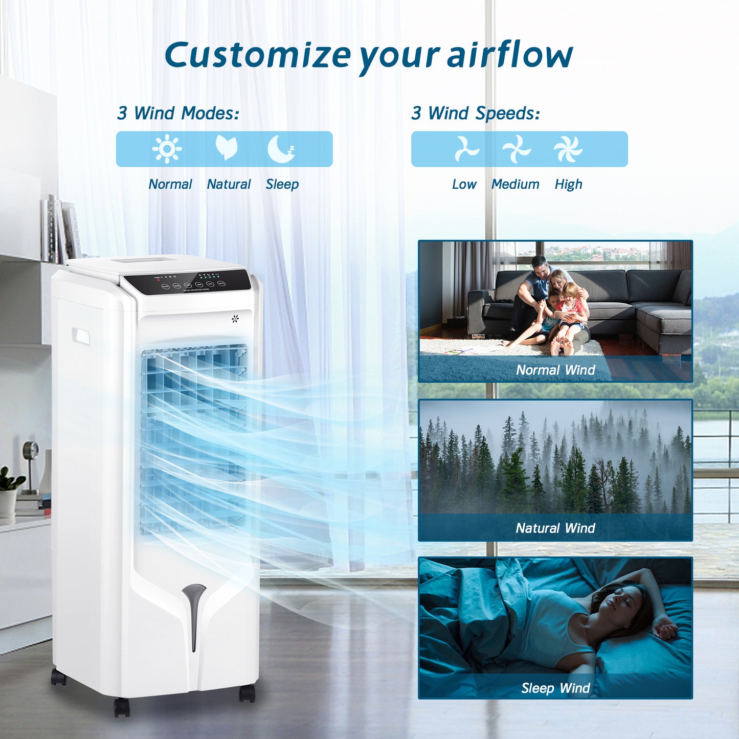Swamp Cooler Windowless Portable Air Conditioner,Evaporative Air Cooler with 4.2-Gal Tank,4 Ice Packs,12H Timer,Portable Ac Evaporative Cooler for Indoor Room Bedroom Office Outdoor