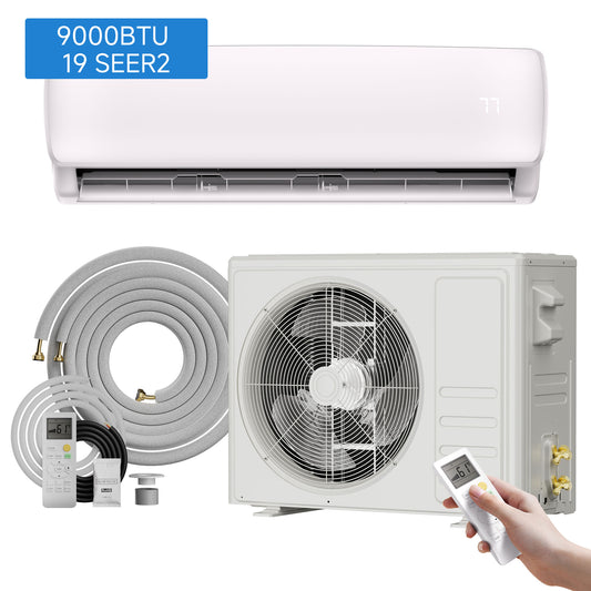 9000BTU Mini Split AC/Heating System, 19 SEER2 115V Energy Saving Air Conditioner Unit Cools Room up to 450 Sq. Ft, Ductless Inverter