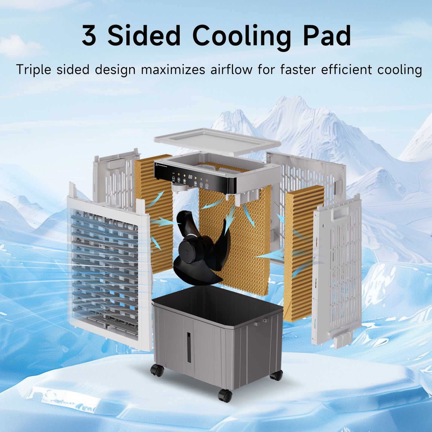 Akires Evaporative Air Cooler 6 Gal, Swamp Cooler, Portable Air Cooling Unit with Remote, 12H Timer, 3 Speeds