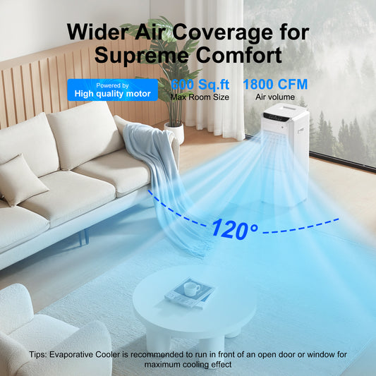 32IN Windowless Portable Air Conditioner,3-IN-1 Ventless AC Unit with 4.2-Gal Tank, 4 Ice Packs, 12H Timer, Swamp Cooler Evaporative Air Cooler for Indoor