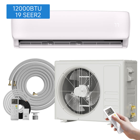 12000BTU Mini Split AC/Heating System, 19 SEER2 115V Energy Saving Air Conditioner Unit Cools Room up to 750 Sq. Ft, Ductless Inverter