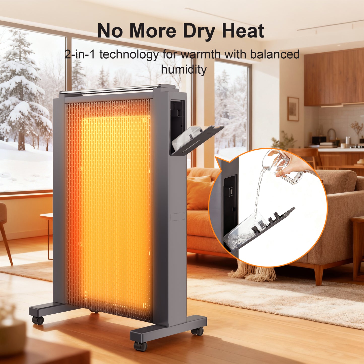 Air Convection Heaters for Indoor Use, 1500W Electric Space Heater Large Room with Thermostat, ECO, Remote, Wheel, 12H Timer, Tip-Over & Overheat Protection