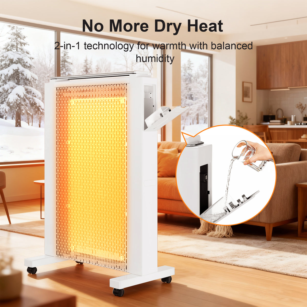 Space Heaters for Indoor Use, 1500W Electric Convection Heater Large Room with Thermostat, ECO, Remote, Wheel, 12H Timer, Tip-Over & Overheat Protection(White)