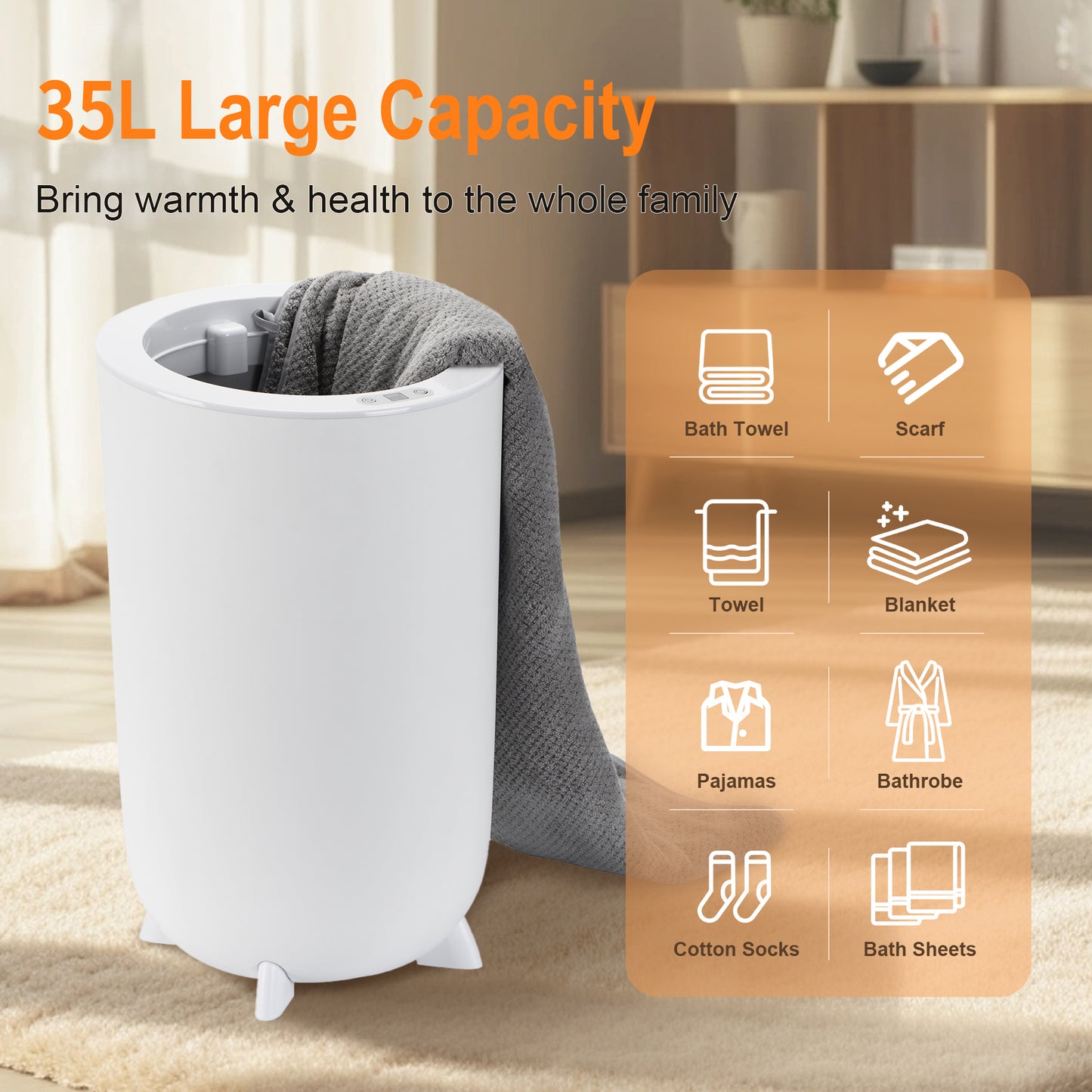 Towel Warmers for Bathroom, 35L Electric Hot Towel Warmer Bucket for Towels, Blanket