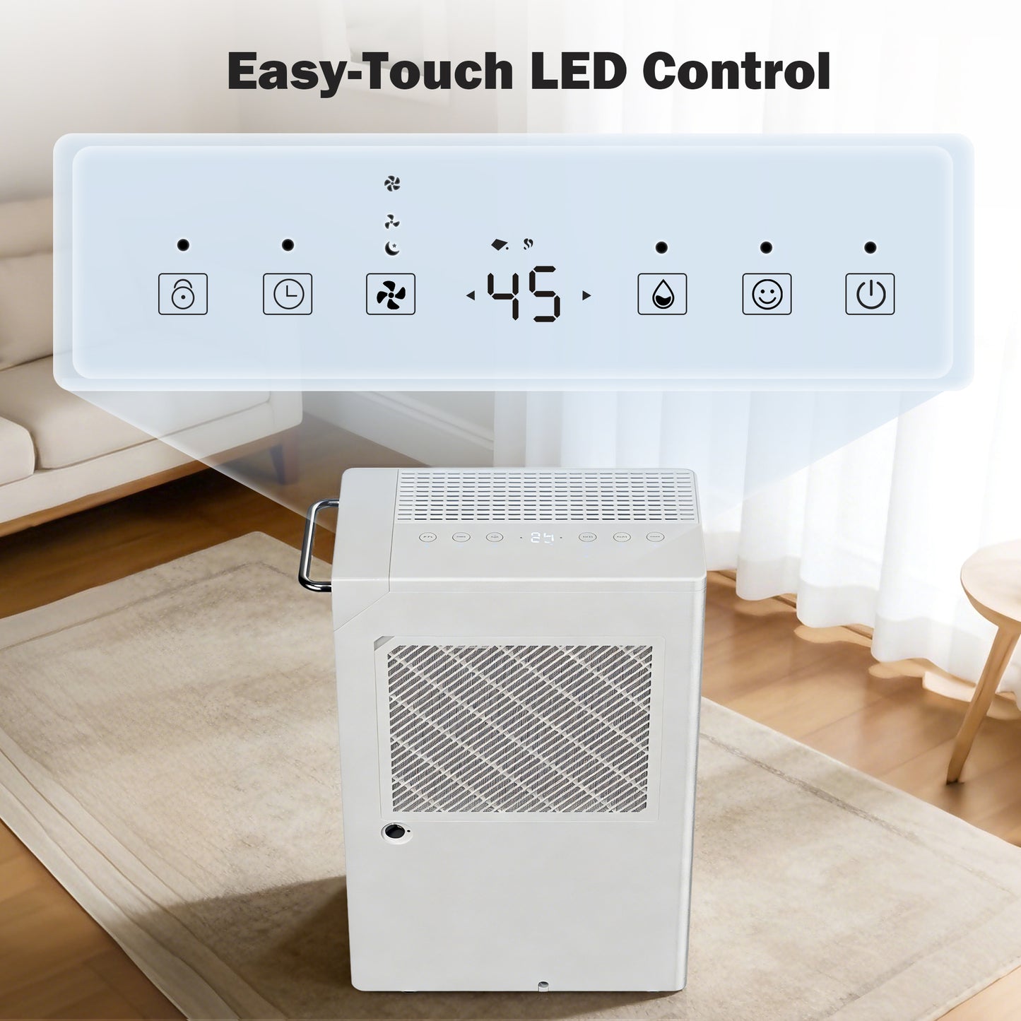 Dehumidifier for Basement & Home, Max 74 Pints, 5000 Sq.ft, Auto Shut Off, Dehumidifier with Drain Hose for Bathroom, Large Room, Garage(White Display)