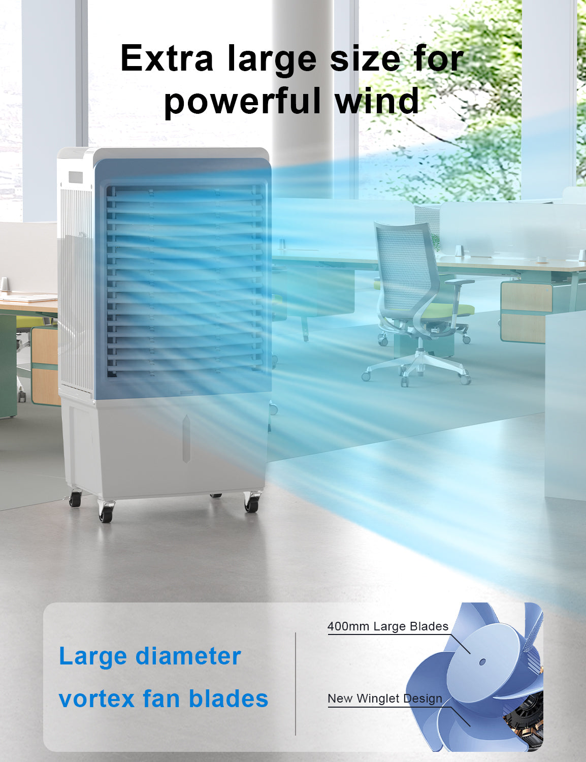 6000CFM Large Swamp Cooler with 13.5-Gal Water Tank,3-IN-1 Evaporative Air Cooler with Remote Control,4 Ice Packs,12H Timer, Evaporative Cooler for Outdoor Use