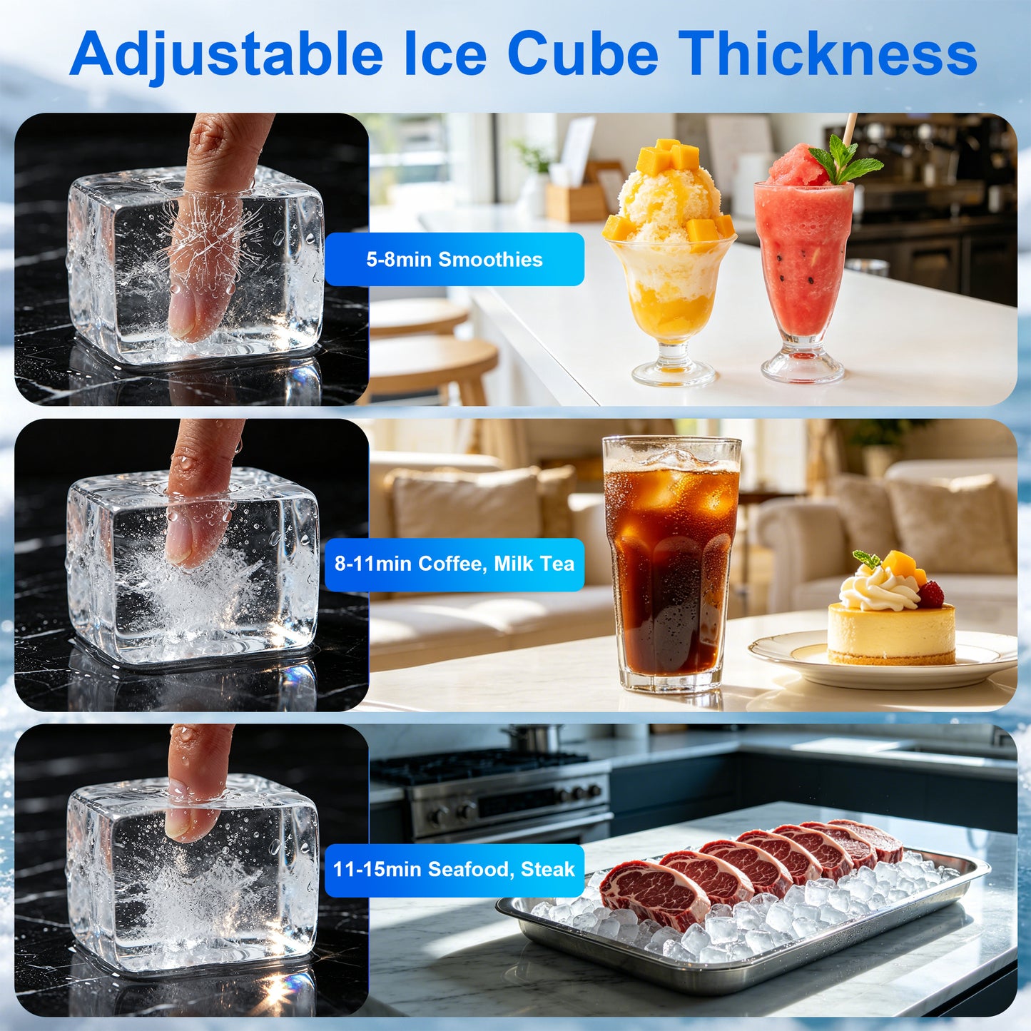 Akires Commercial Ice Maker 450LBS/24H, Storage 220LBS, Industrial Ice Machine, 156 Cubes Every 10-20 Minutes with Self-Cleaning Mode, Low Noise