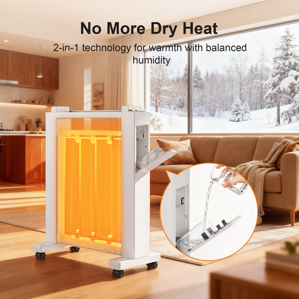 Space Heaters for Indoor Use, 1500W Electric Convection Heater Large Room with Thermostat, ECO, Remote, Wheel, 12H Timer, Tip-Over & Overheat Protection(White)