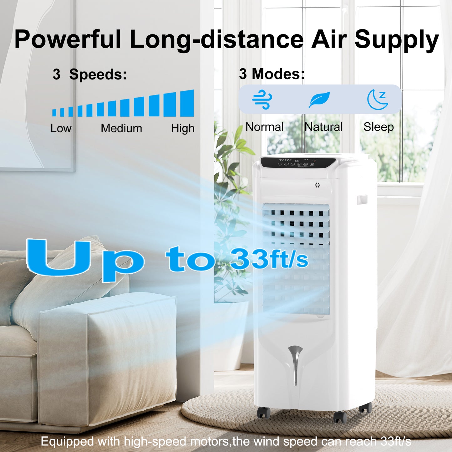 32IN Windowless Portable Air Conditioner,3-IN-1 Ventless AC Unit with 4.2-Gal Tank, 4 Ice Packs, 12H Timer, Swamp Cooler Evaporative Air Cooler for Indoor Outdoor Room Bedroom Home Office