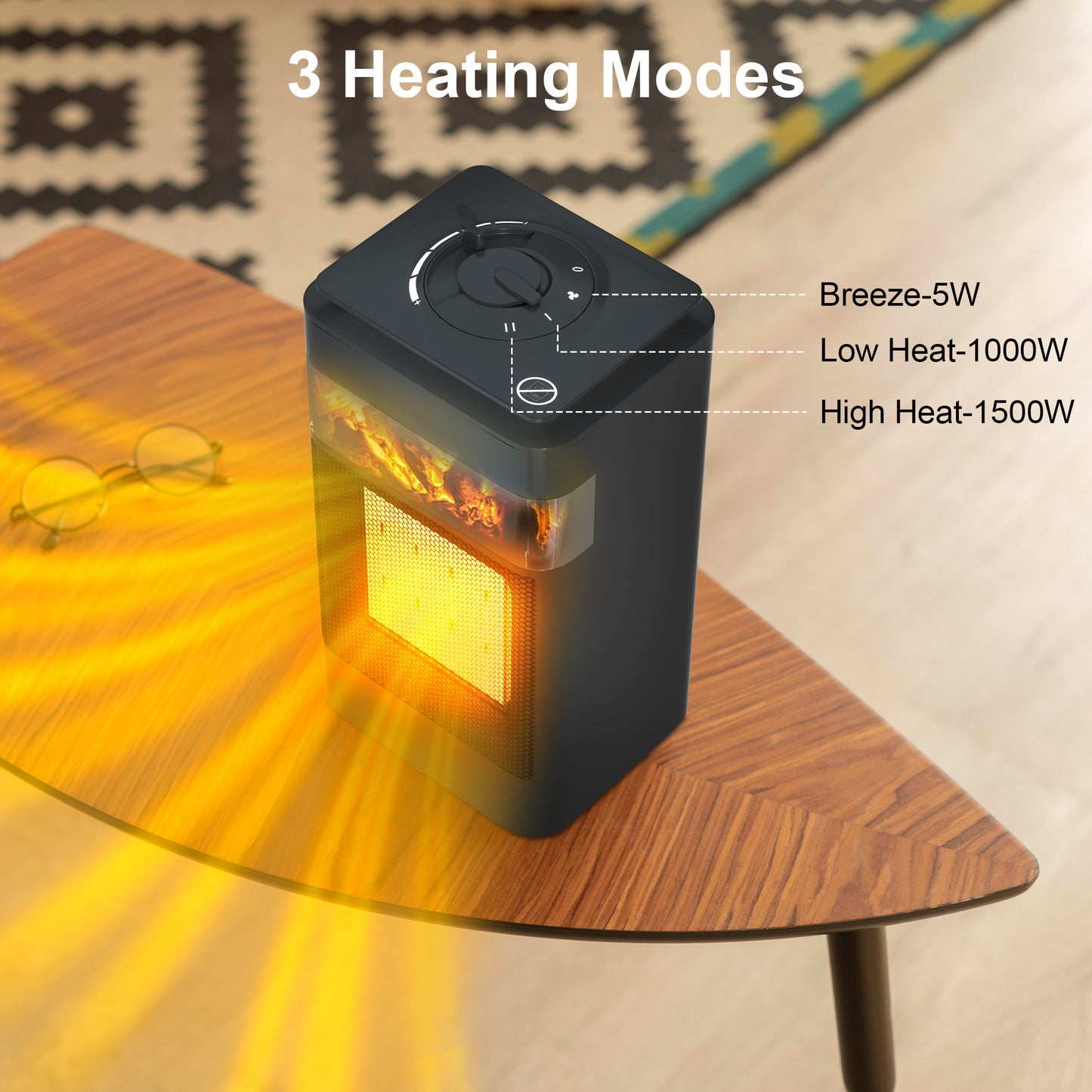 9″ Mini Space Heater,1500W Small Portable Electric Heater,70° Oscillating PTC Ceramic Heater with Thermostat,24H Timer, for Room Bedroom Office Indoor Use