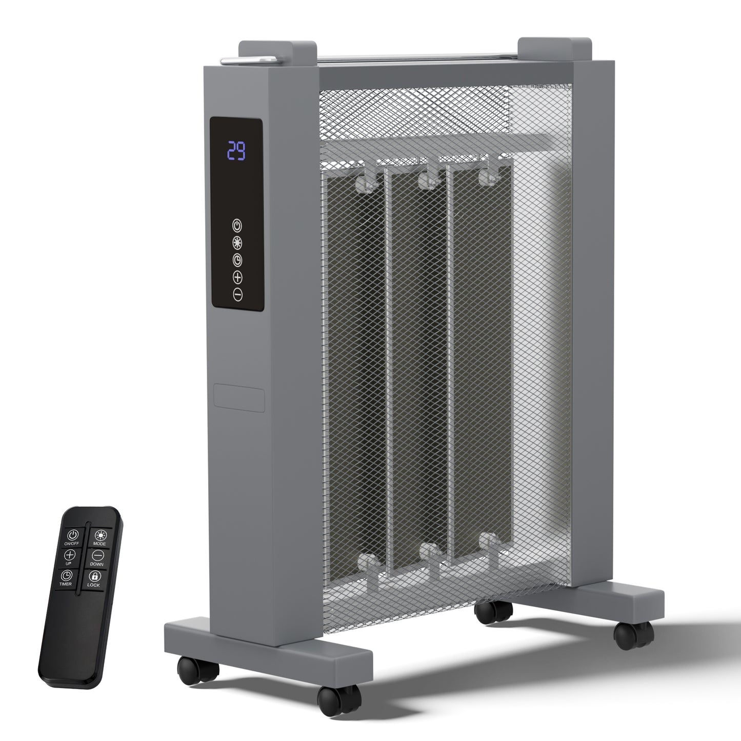 AKIRES Electric Mica Infrared Space Heater Indoor Use,1500W Large Room Heater with Smart Thermostat, Overheat & Tip-Over Protection