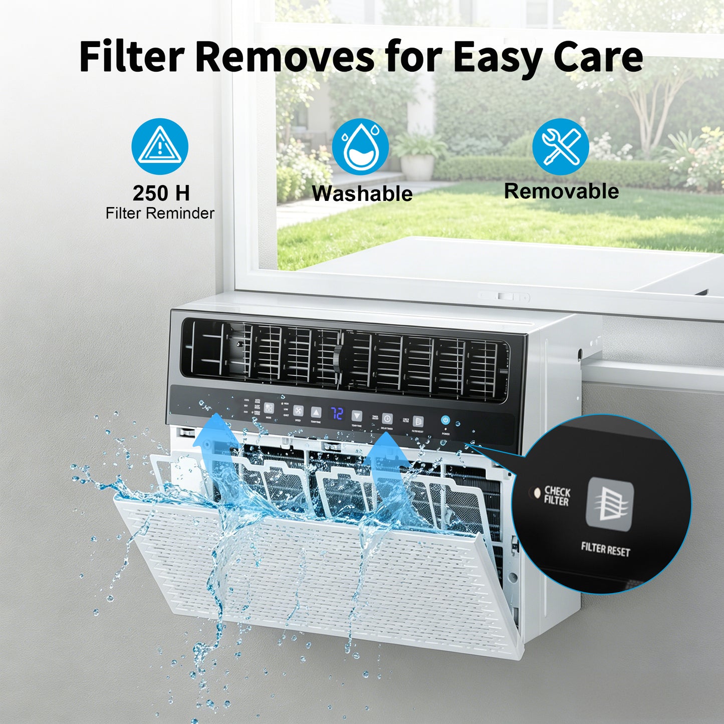 12000 BTU U-Shaped Window Air Conditioner, 550 Sq.ft, Energy-Saving Window AC Unit with Remote