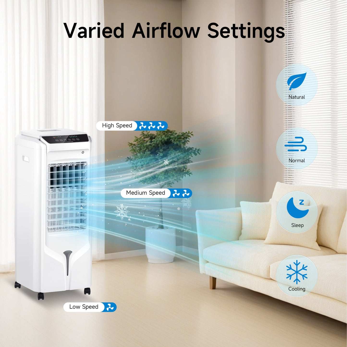 Akires Evaporative Air Cooler, Portable Swamp Cooler 4.2 Gal, Windowless Air Conditioners with Remote for Room, Office, Bedroom