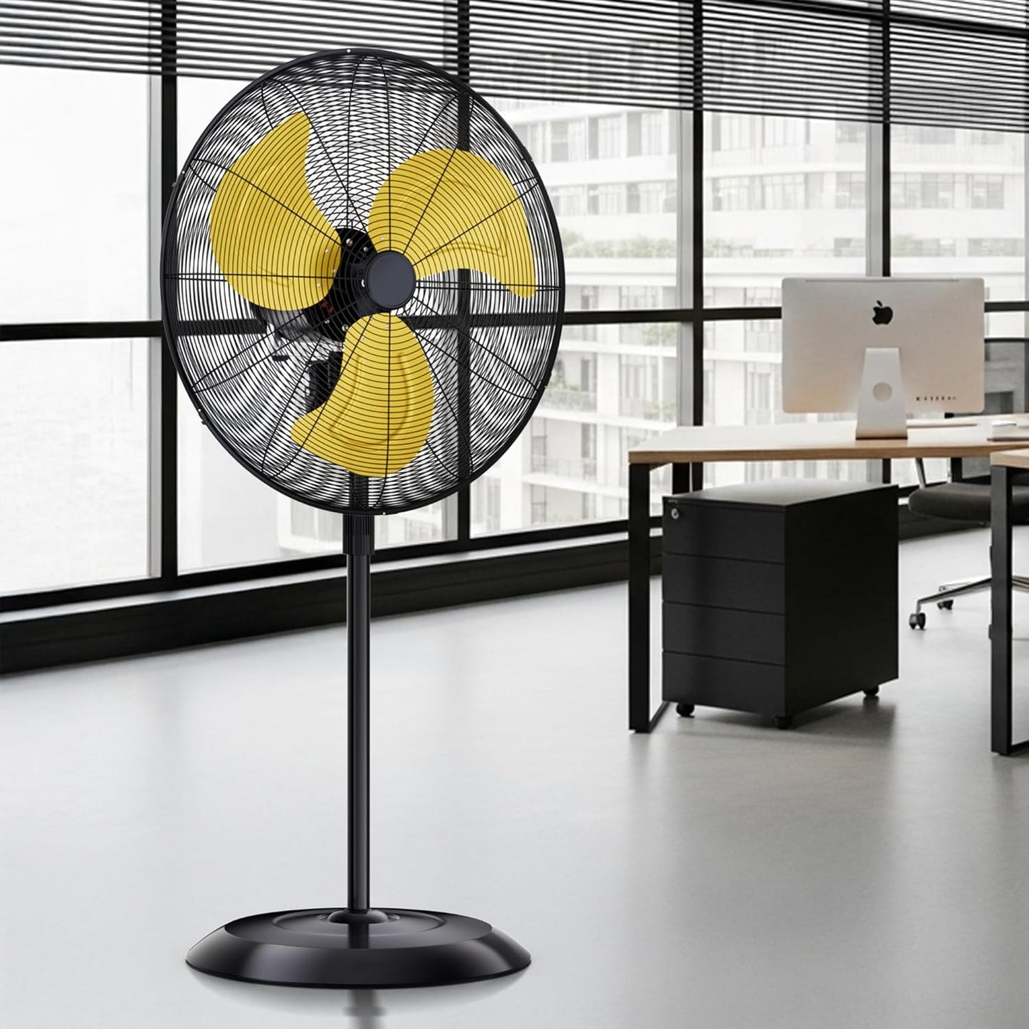 AKIRES 24” Outdoor Oscillating Pedestal With Energy-Saving Motor Yellow