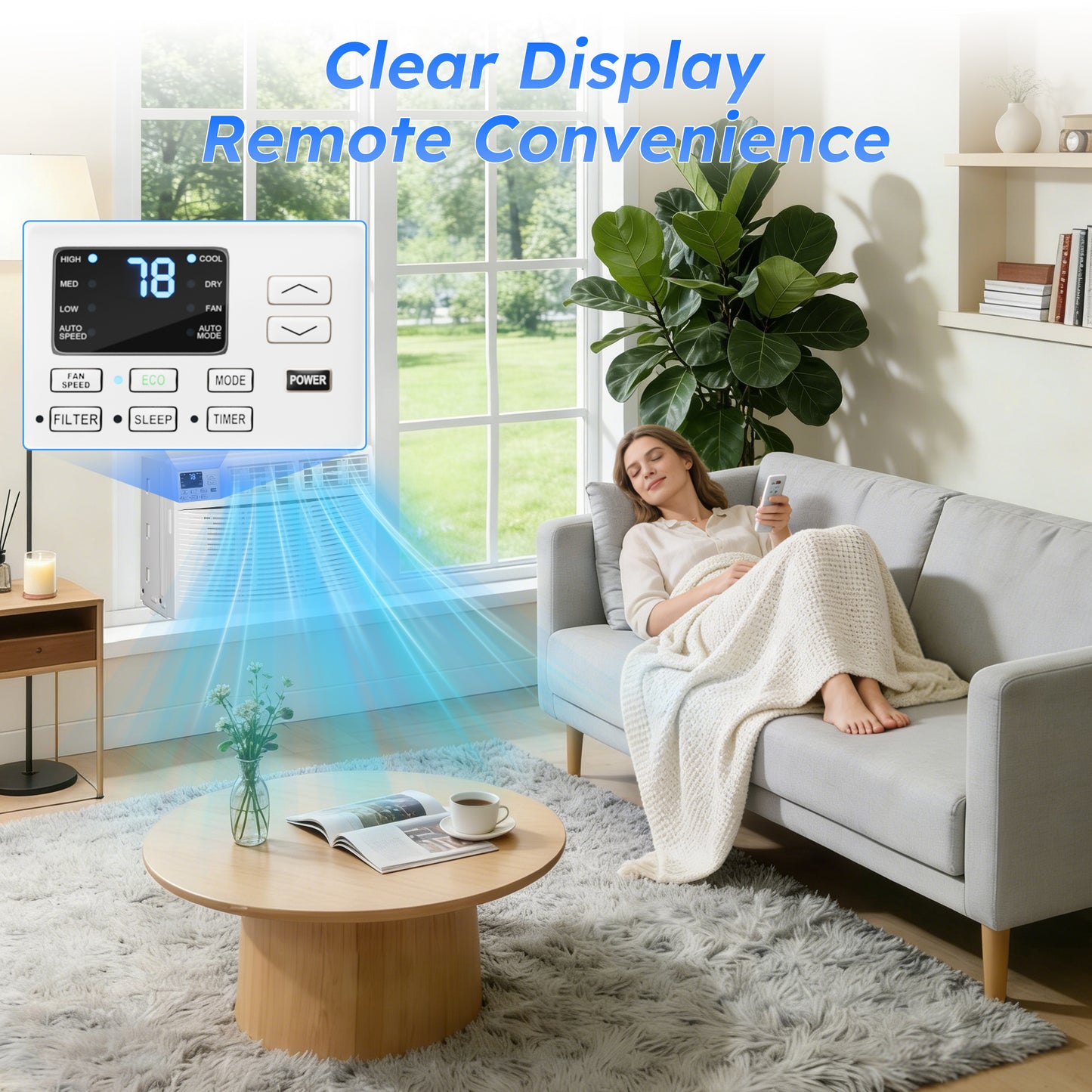 Window Air Conditioner 12000 BTU, Window AC Units up to 550 Sq.ft, Remote, 6 Modes, 24 Timer