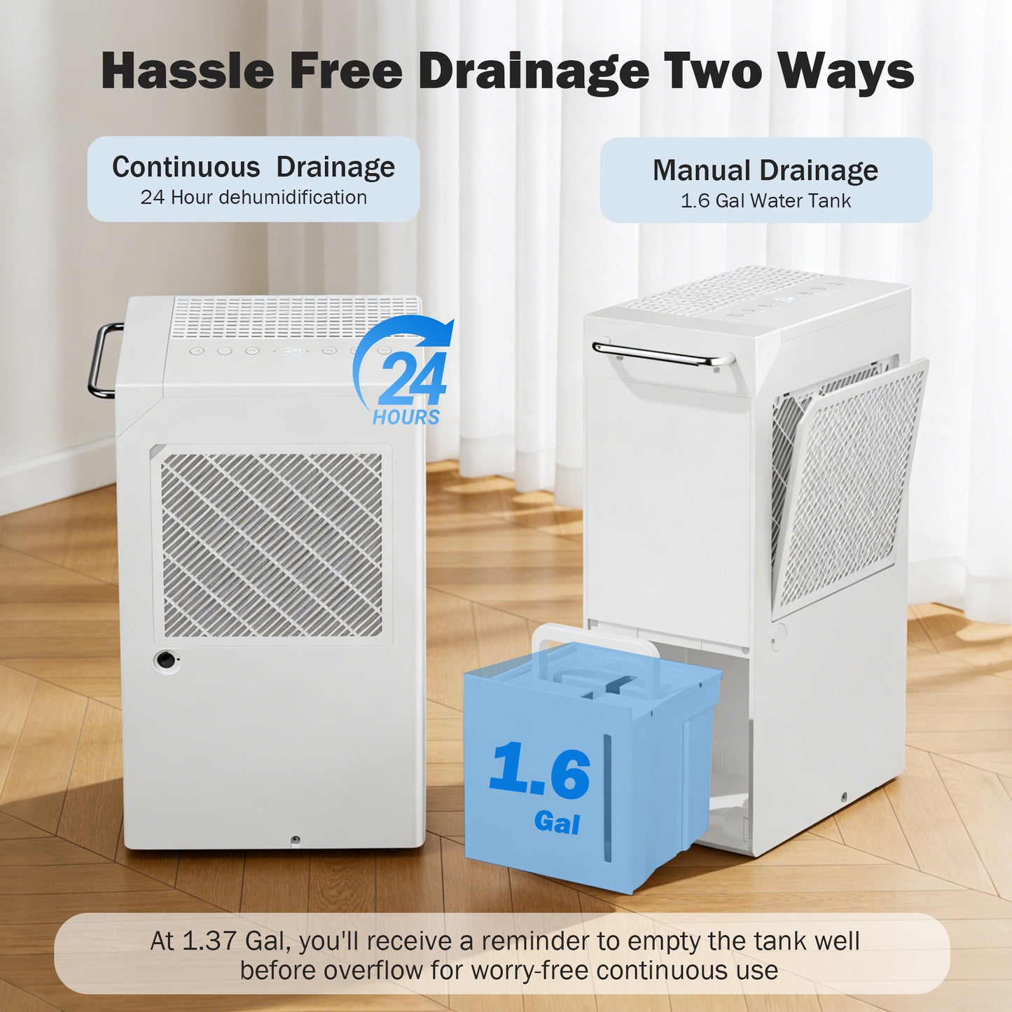 Dehumidifier for Basement & Home, Max 74 Pints, 5000 Sq.ft, Auto Shut Off, Dehumidifier with Drain Hose for Bathroom, Large Room, Garage(White Display)