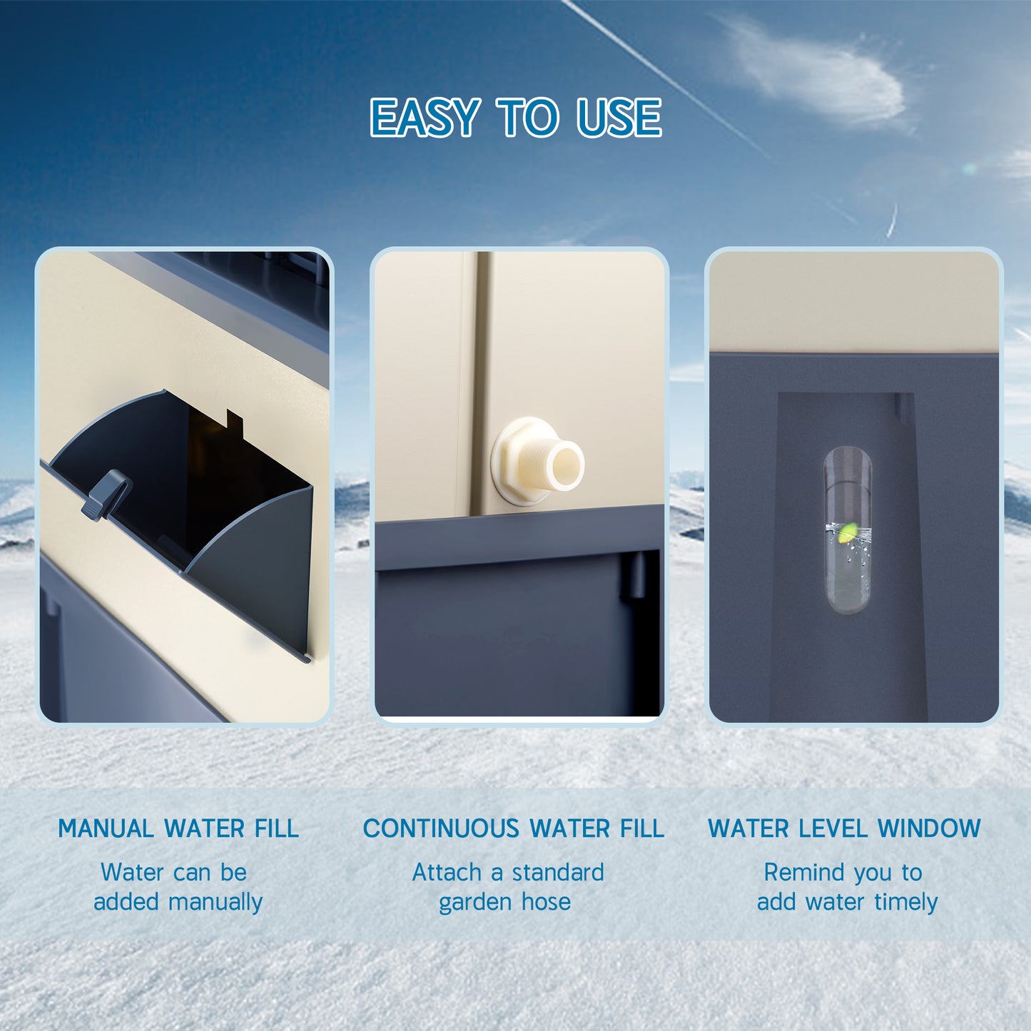 4800CFM Portable Swamp Cooler,40IN Evaporative Air Cooler for 970Sq.ft of Space, Evaporative Cooler with Auto Fill,10.6-Gal Water Tank,3 Ice Packs, Cooling Fan for Outdoor