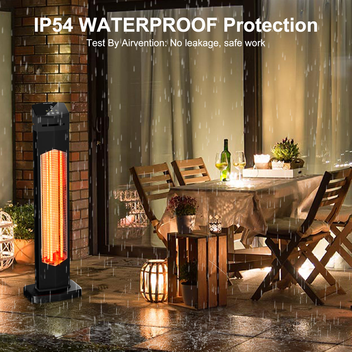 Patio Outdoor Heaters, 37" Infrared Electric Outside Heater 750/1500W with Remote for Backyard, Garage, Large Room, Indoor, Home