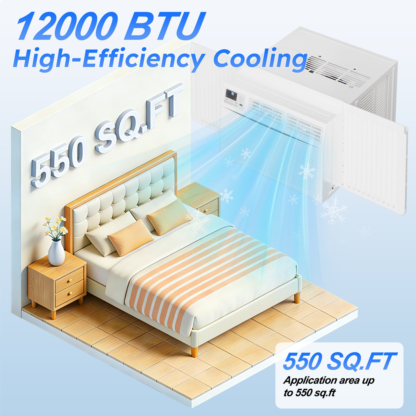 Window Air Conditioner 12000 BTU, Window AC Units up to 550 Sq.ft, Remote, 6 Modes, 24 Timer