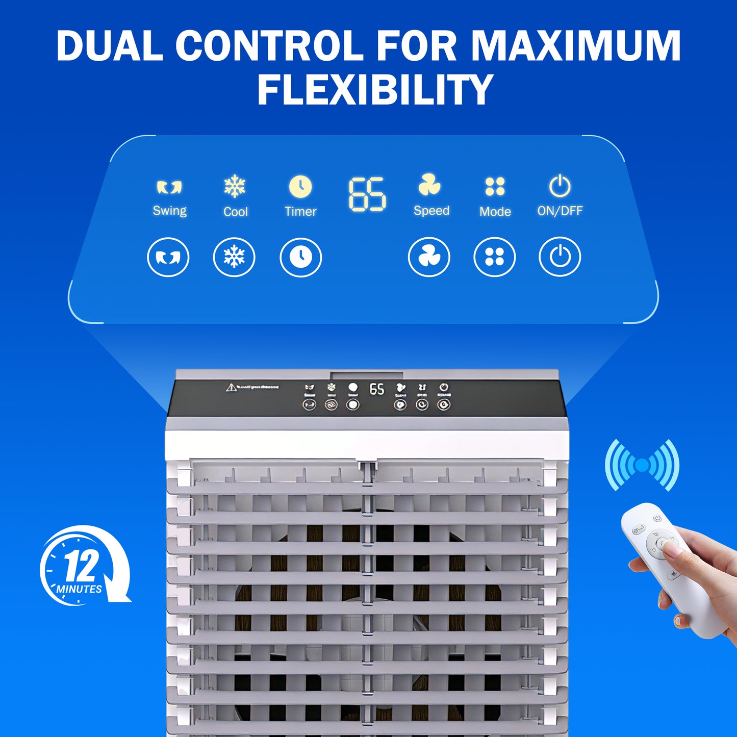 Evaporative Air Cooler, Swamp Cooler 5.3 Gal Portable Air Cooler with Remote, 12H Timer, 3 Speeds