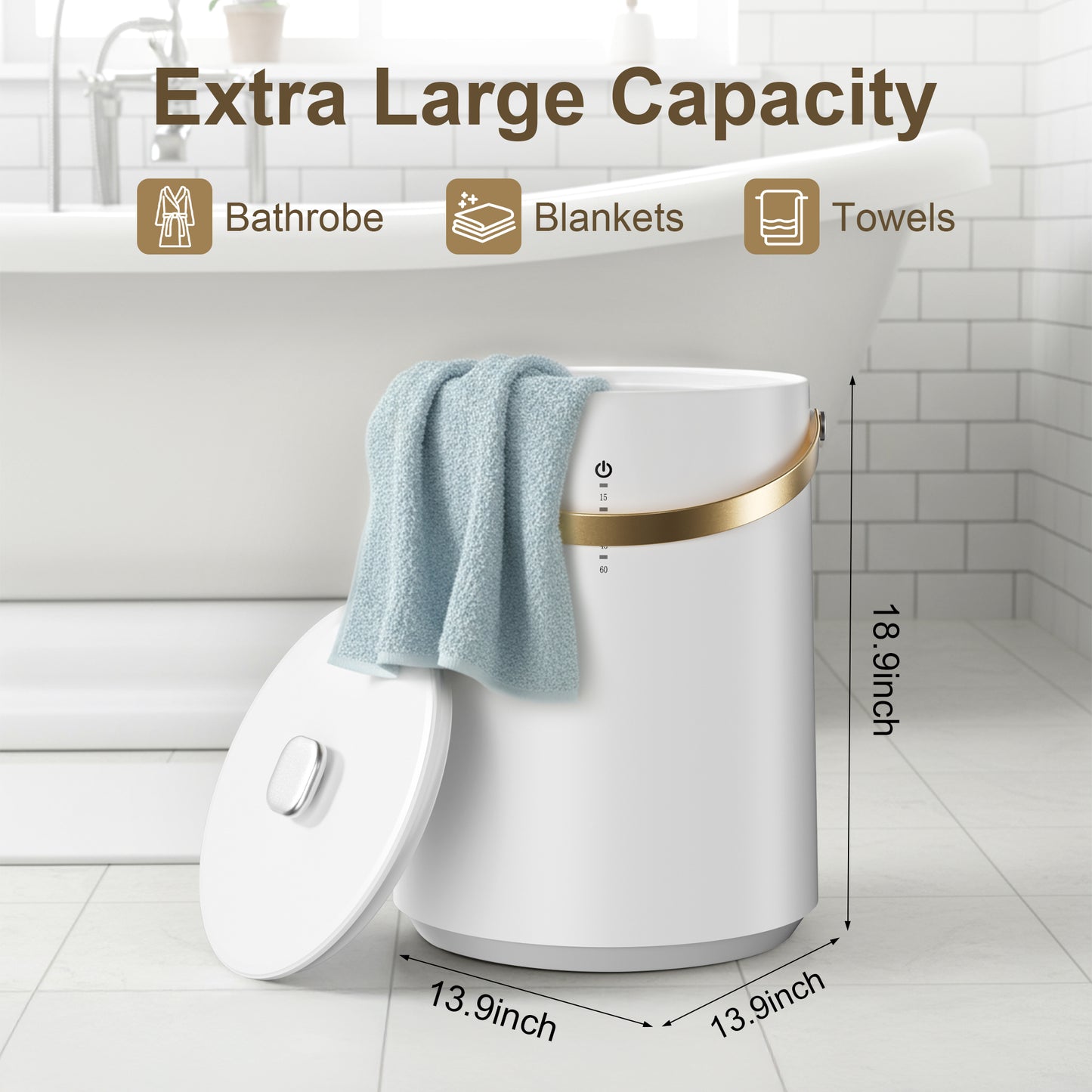 Towel Warmers, Electric Hot Towel Warmer Bucket 30L for Spa & Bathroom, Auto Shut off