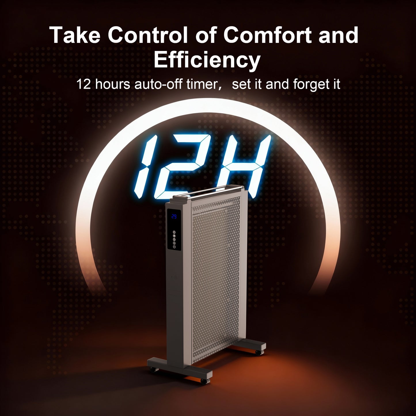 Air Convection Heaters for Indoor Use, 1500W Electric Space Heater Large Room with Thermostat, ECO, Remote, Wheel, 12H Timer, Tip-Over & Overheat Protection
