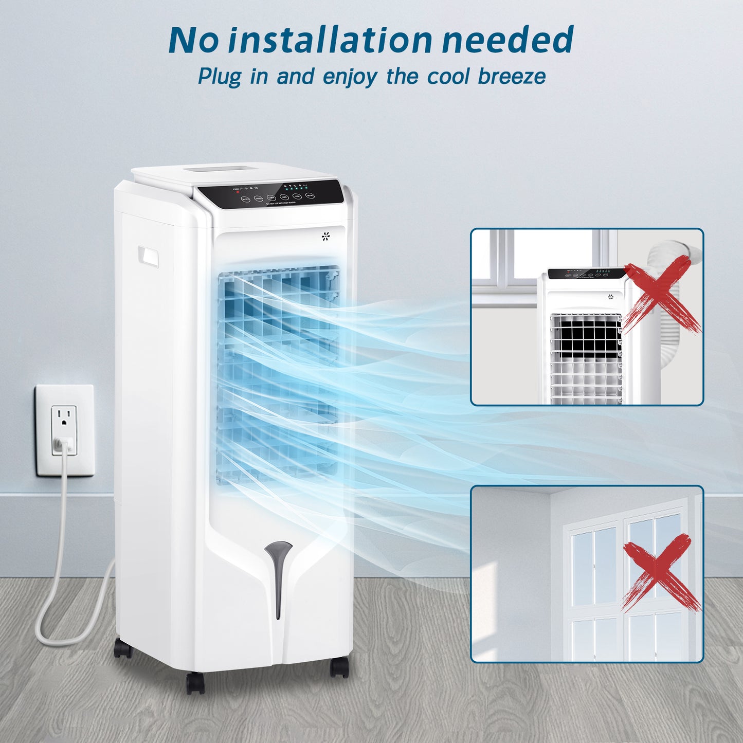 Swamp Cooler Windowless Portable Air Conditioner,Evaporative Air Cooler with 4.2-Gal Tank,4 Ice Packs,12H Timer,Portable Ac Evaporative Cooler for Indoor Room Bedroom Office Outdoor