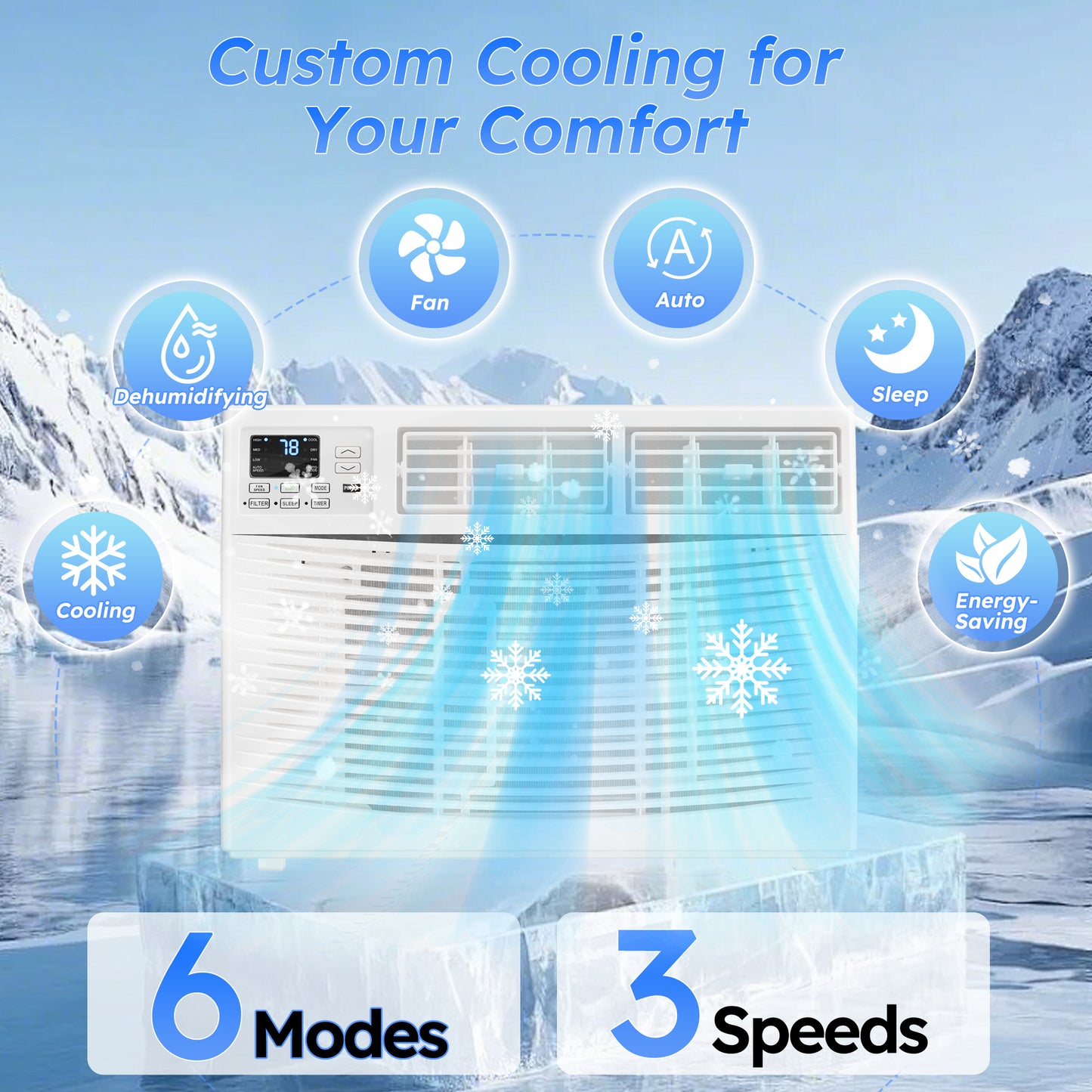 Window Air Conditioner 12000 BTU, Window AC Units up to 550 Sq.ft, Remote, 6 Modes, 24 Timer