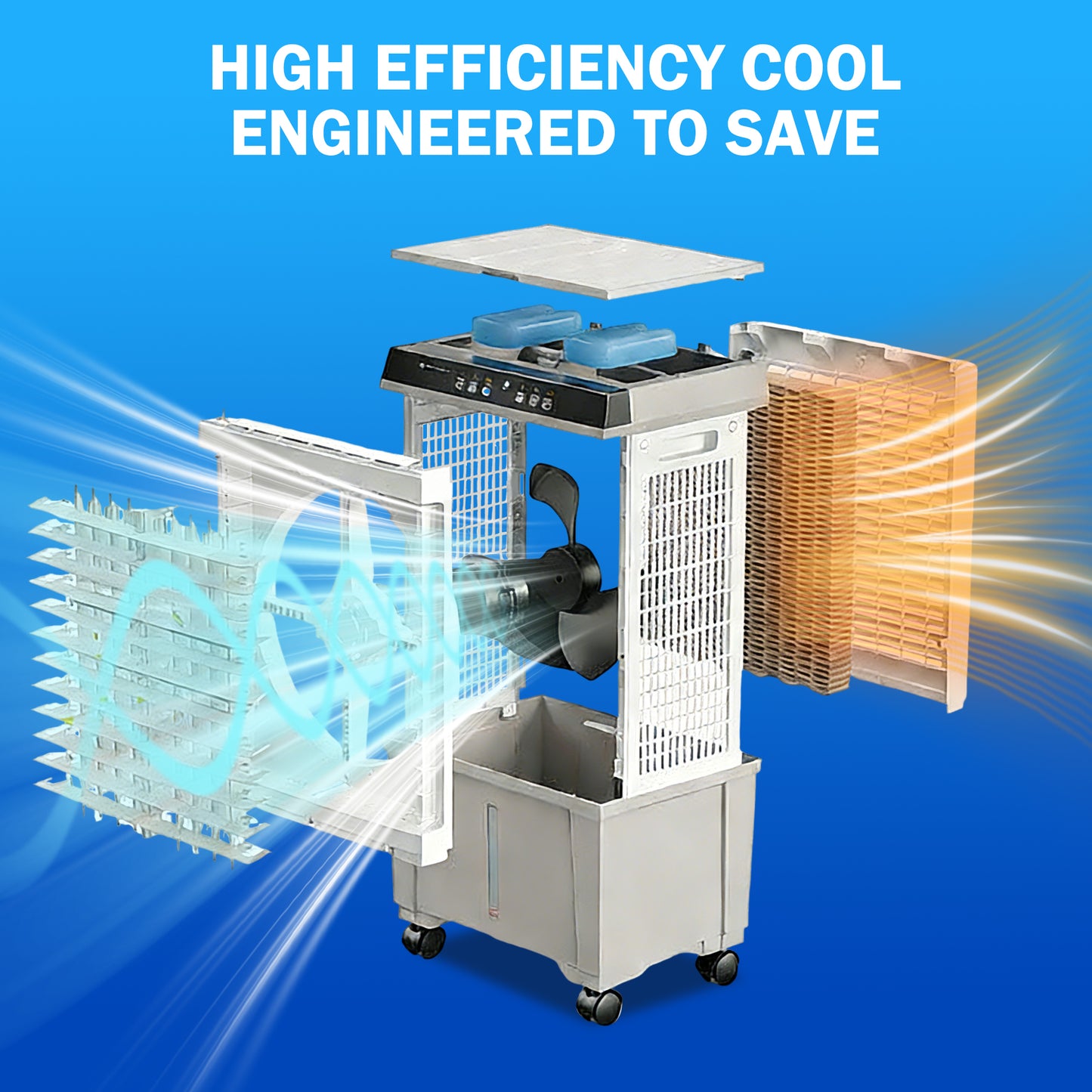 Evaporative Air Cooler, Swamp Cooler 5.3 Gal Portable Air Cooler with Remote, 12H Timer, 3 Speeds