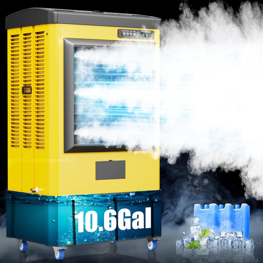 AKIRES 4800CFM Swamp Coolers,Portable Evaporative Air Cooler for 970 Sq.ft of Space,with Continuous Auto Fill,10.6-Gal Water Tank,120°Oscillation,3 Ice Packs,Cooling Fan for Outdoor,Indoor Use(40IN)
