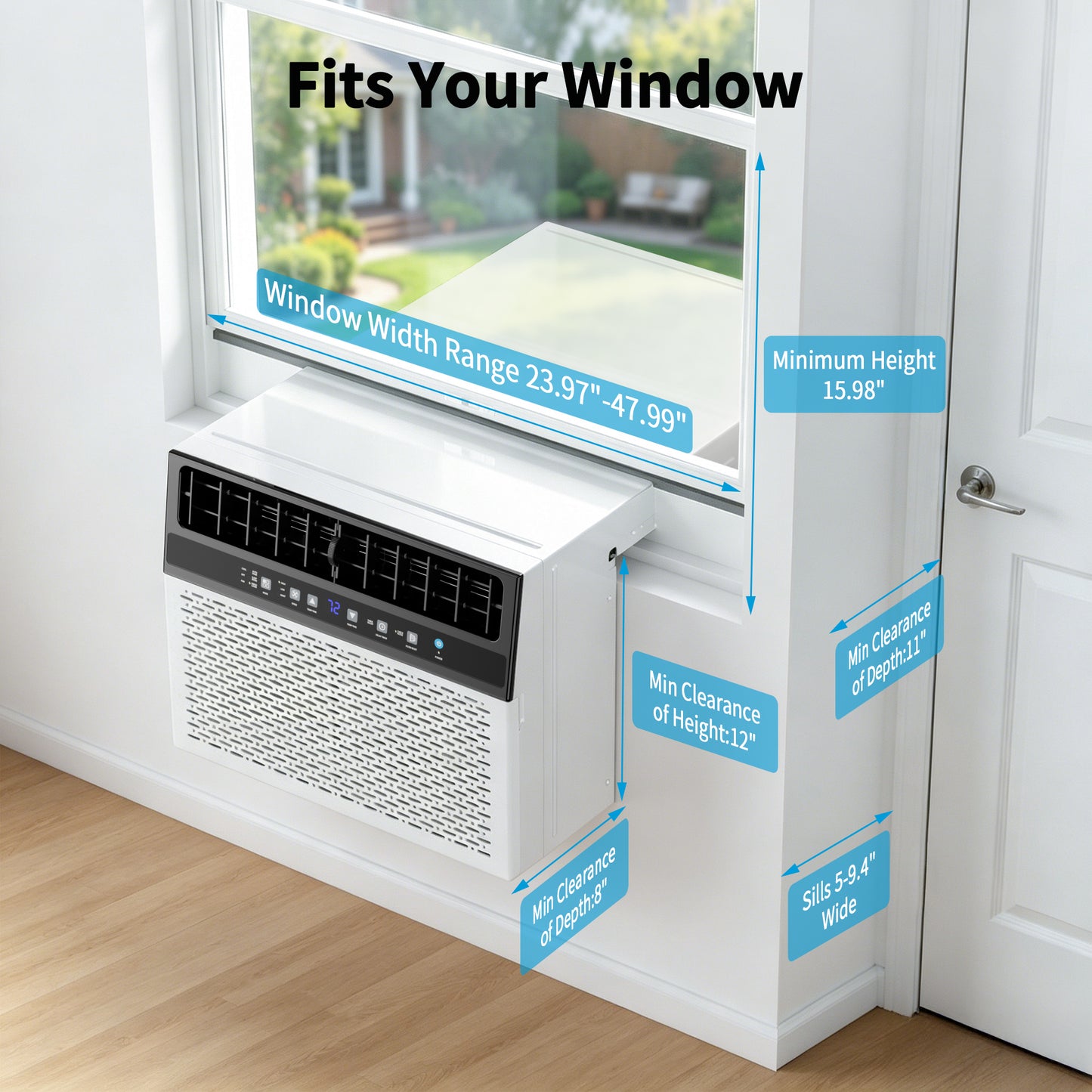 12000 BTU U-Shaped Window Air Conditioner, 550 Sq.ft, Energy-Saving Window AC Unit with Remote