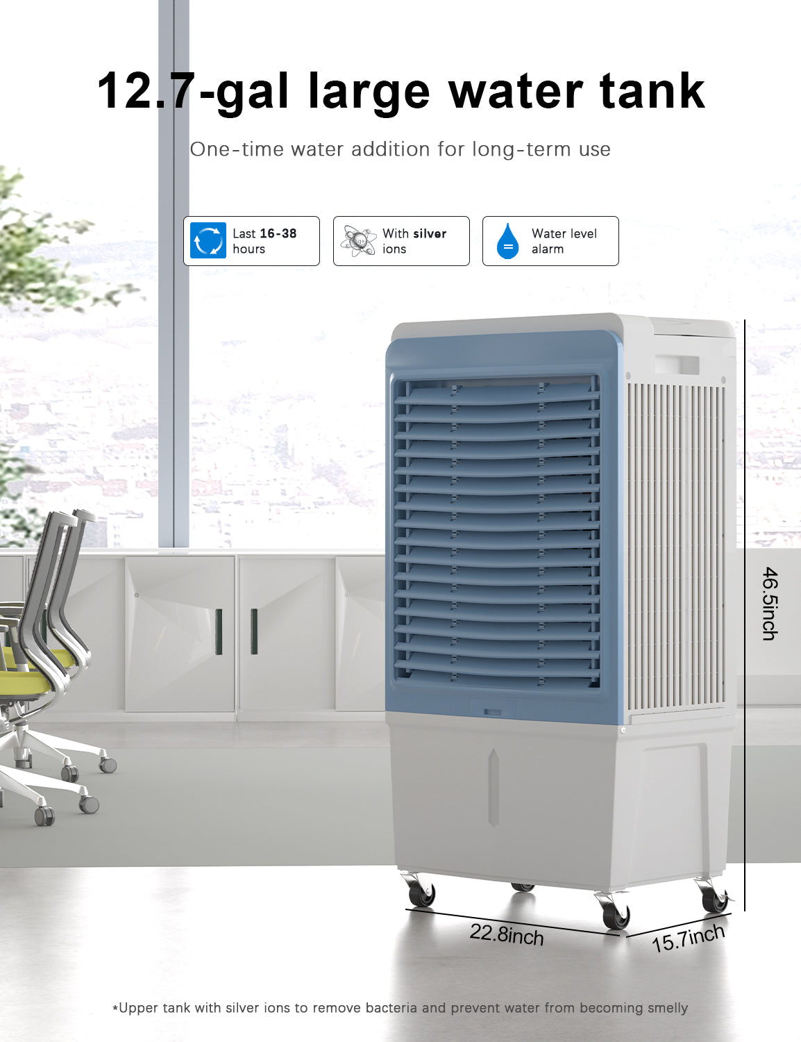 6000CFM Large Swamp Cooler with 13.5-Gal Water Tank,3-IN-1 Evaporative Air Cooler with Remote Control,4 Ice Packs,12H Timer, Evaporative Cooler for Outdoor Use