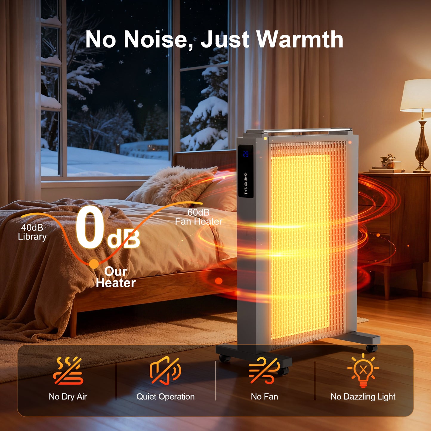 Air Convection Heaters for Indoor Use, 1500W Electric Space Heater Large Room with Thermostat, ECO, Remote, Wheel, 12H Timer, Tip-Over & Overheat Protection