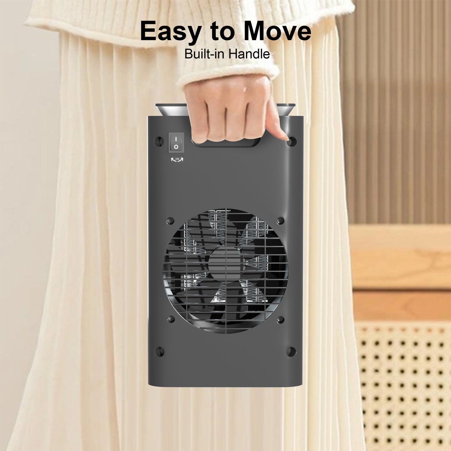 9″ Mini Space Heater,1500W Small Portable Electric Heater,70° Oscillating PTC Ceramic Heater with Thermostat,24H Timer, for Room Bedroom Office Indoor Use
